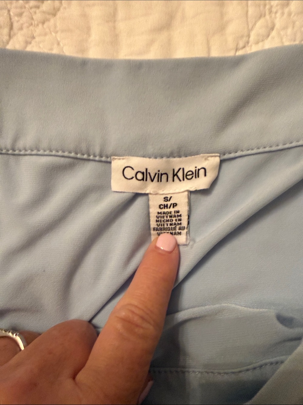 Calvin Klein Light Blue Square Neck Flutter Sleeve Blouse - Picture 3 of 3